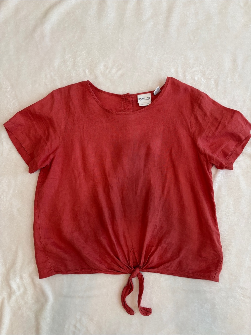 Rachel Zoe 100% linen  burnt orange Tie-Front Linen  Top